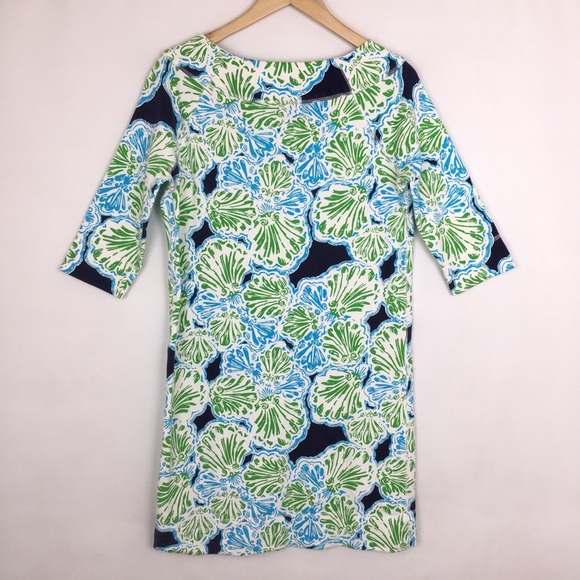 Lilly Pulitzer Midi/Mini Dress Chic Fit Blue Green Floral Print Women’s Size S - Picture 10 of 11